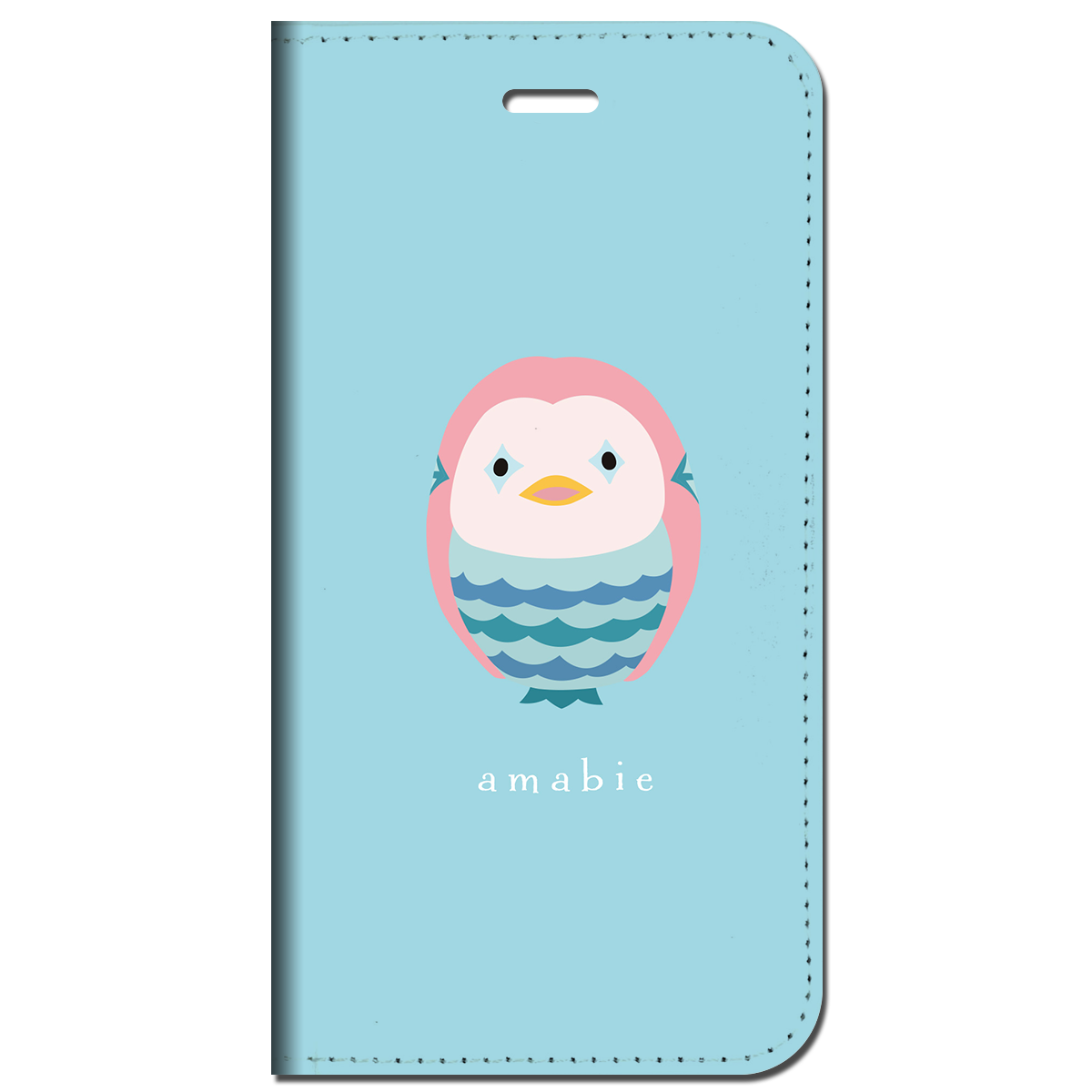 iPhone対応 スマホ 手帳型ケース アマビエ ブルー イラスト 日本 伝統 おみやげ 縁起物 【iPhone17 / iPhone16 / iPhone16e / iPhoneSE 他 iPhone各機種対応】 st60
