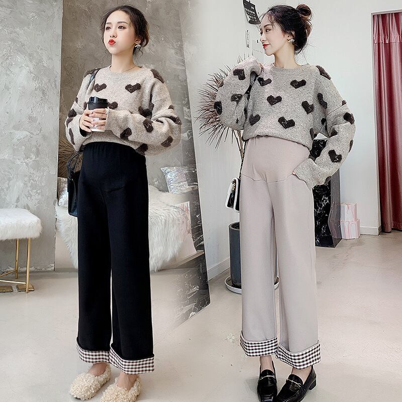 【新作】【送料無料】 マタニティパンツ2020秋冬オールマッチ新しい妊娠中のベリーリフトパンツハイウエストウールマタニティワイドレッグパンツ-アリババ オータム 秋物 ウィンター 冬物 expec277194182824