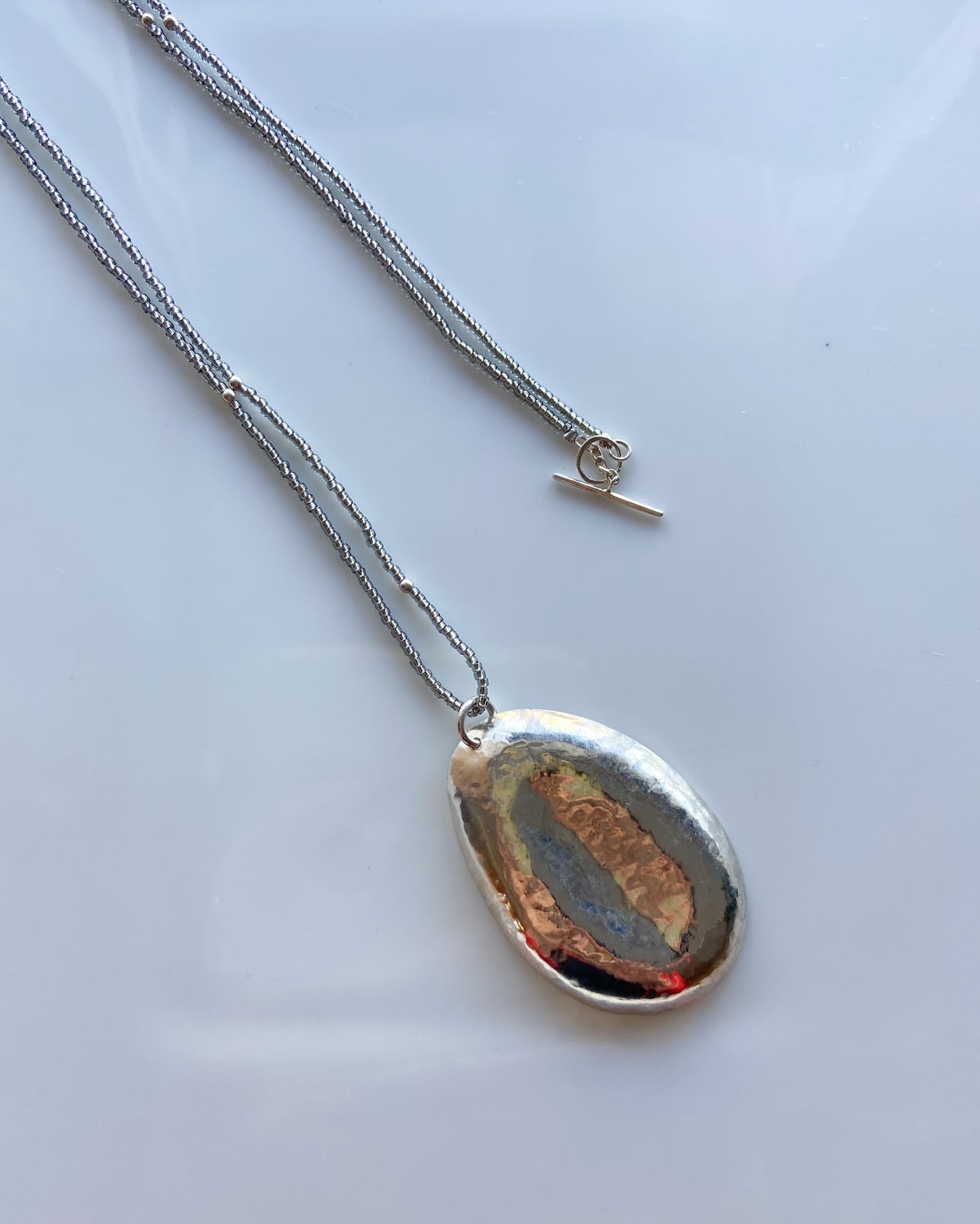 art jewelry marble　シルバープレートネックレス