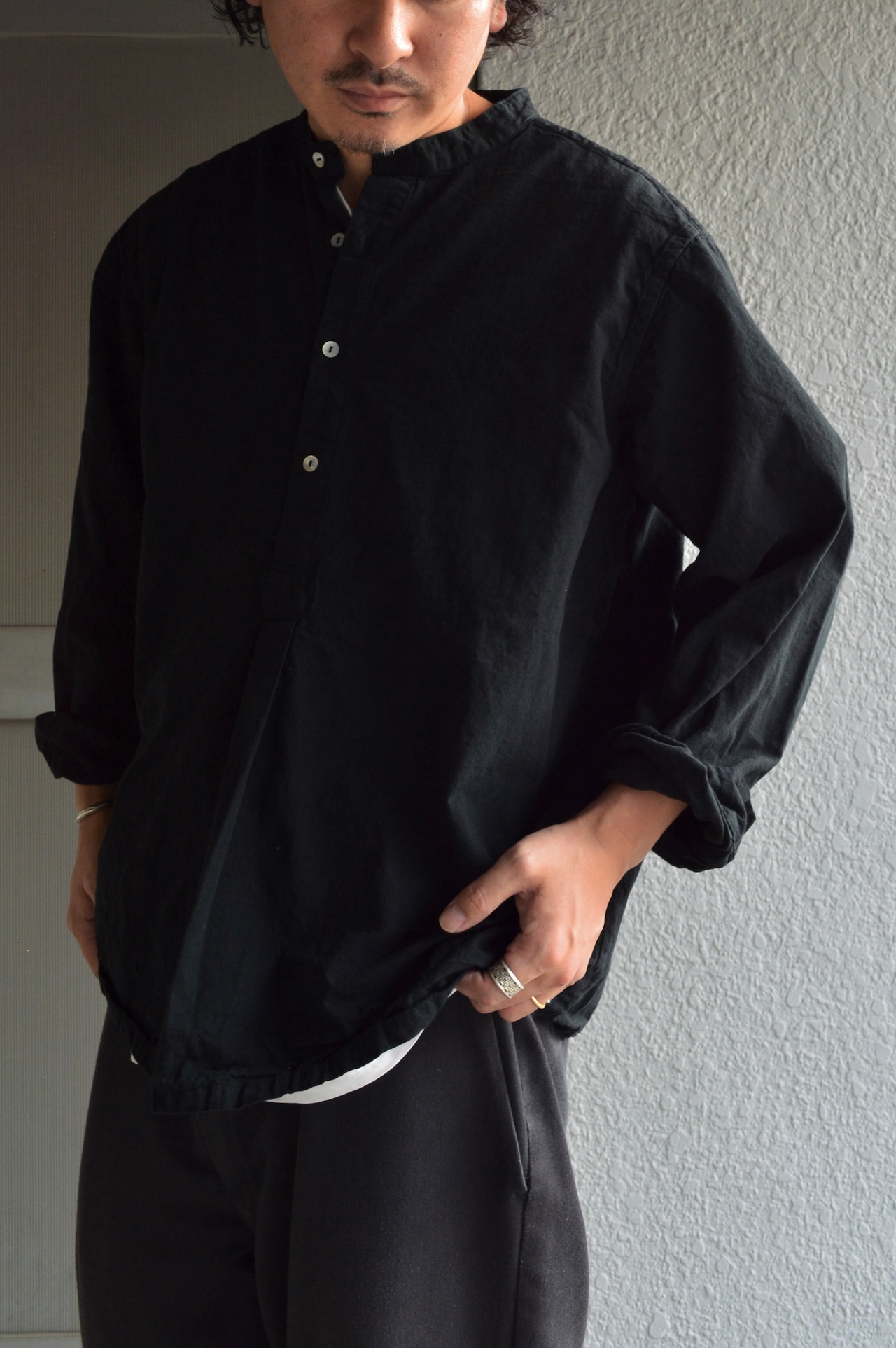 Bulgarian Army 50s reproduction sleeping shirts Dyed Black ブルガリア軍 1950復刻モデル スリーピングシャツ 黒染め euro military