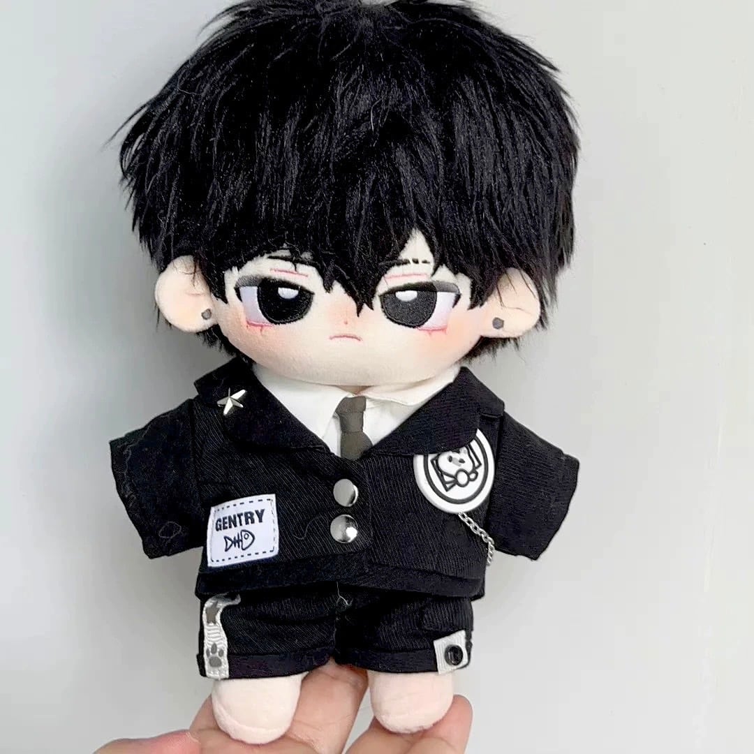 ぬい服 猫耳のおしゃれスーツ 全身セット ブラック ホワイト 20cm 韓国