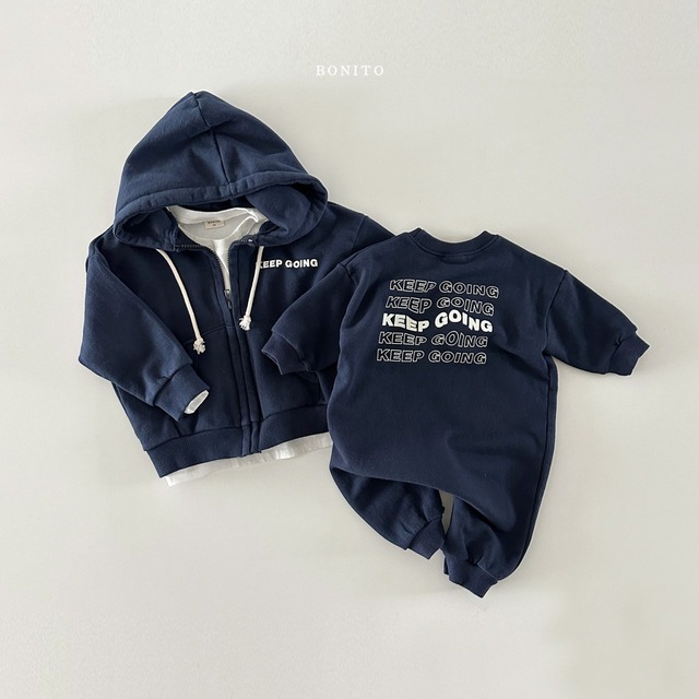 12m(80)XS(90)【即納】bonito KeepGoingフーディーパーカー　navyのみ入荷