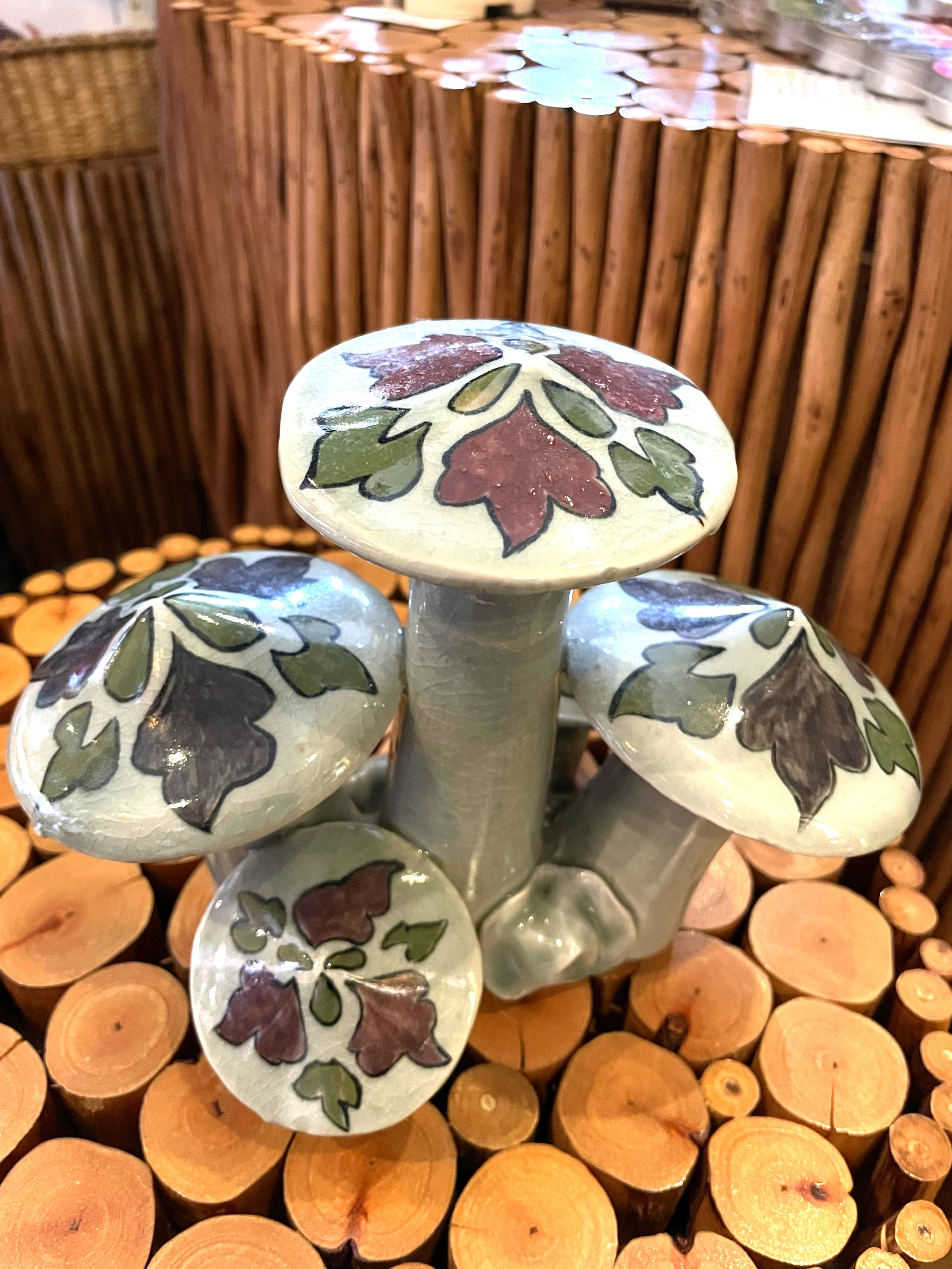 陶器インテリア キノコ キノコ置物 セラドン焼き インテリア アジアン