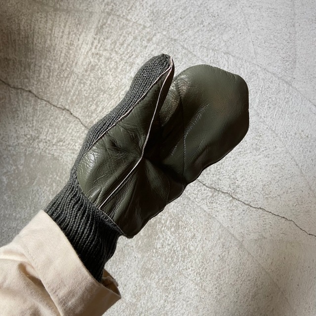 【dead stock】Swiss military wool × leather mitten glove N.vintage
