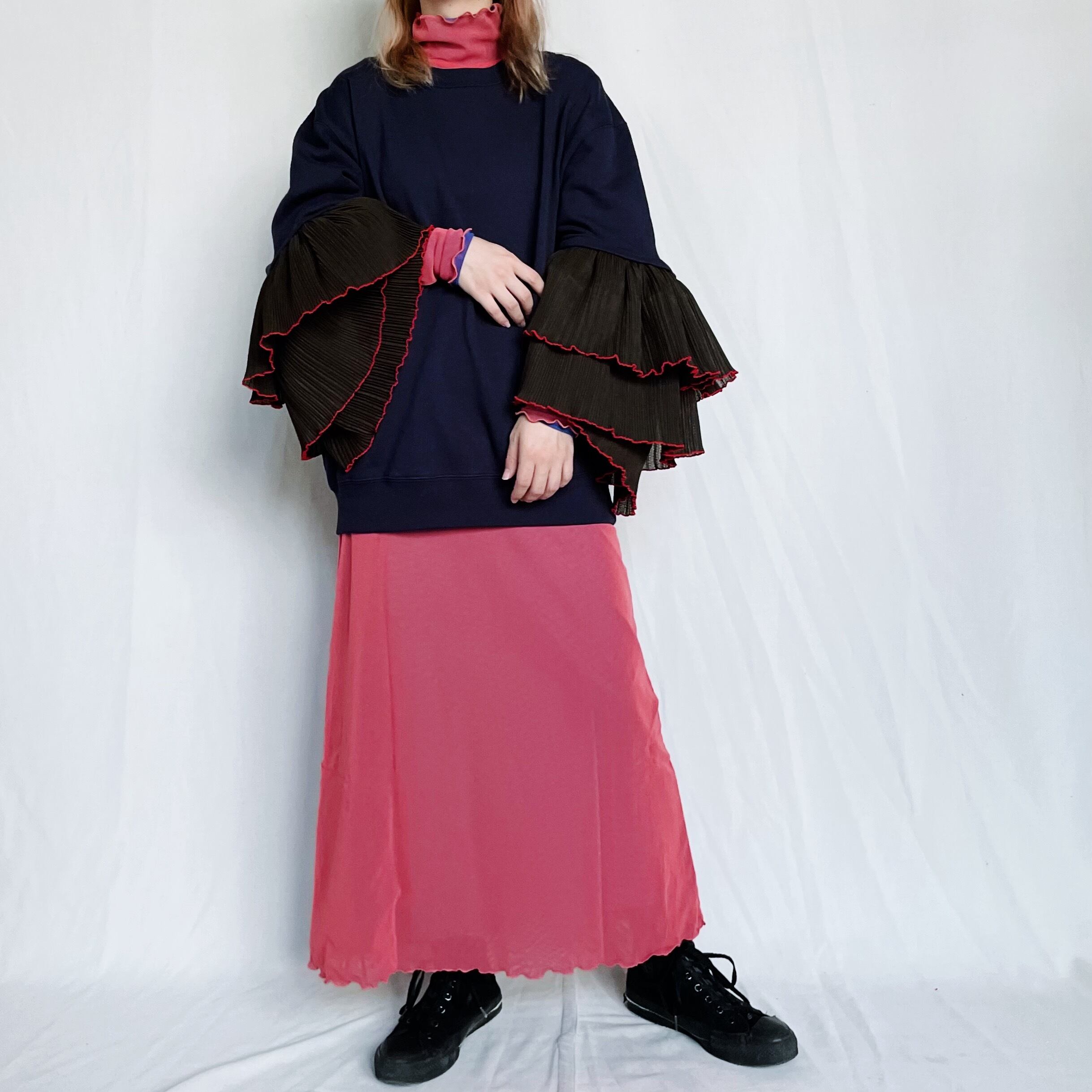 NON TOKYO ノントーキョー / FRILL LAYERD SLEEVE SWEAT / NAVY   coug