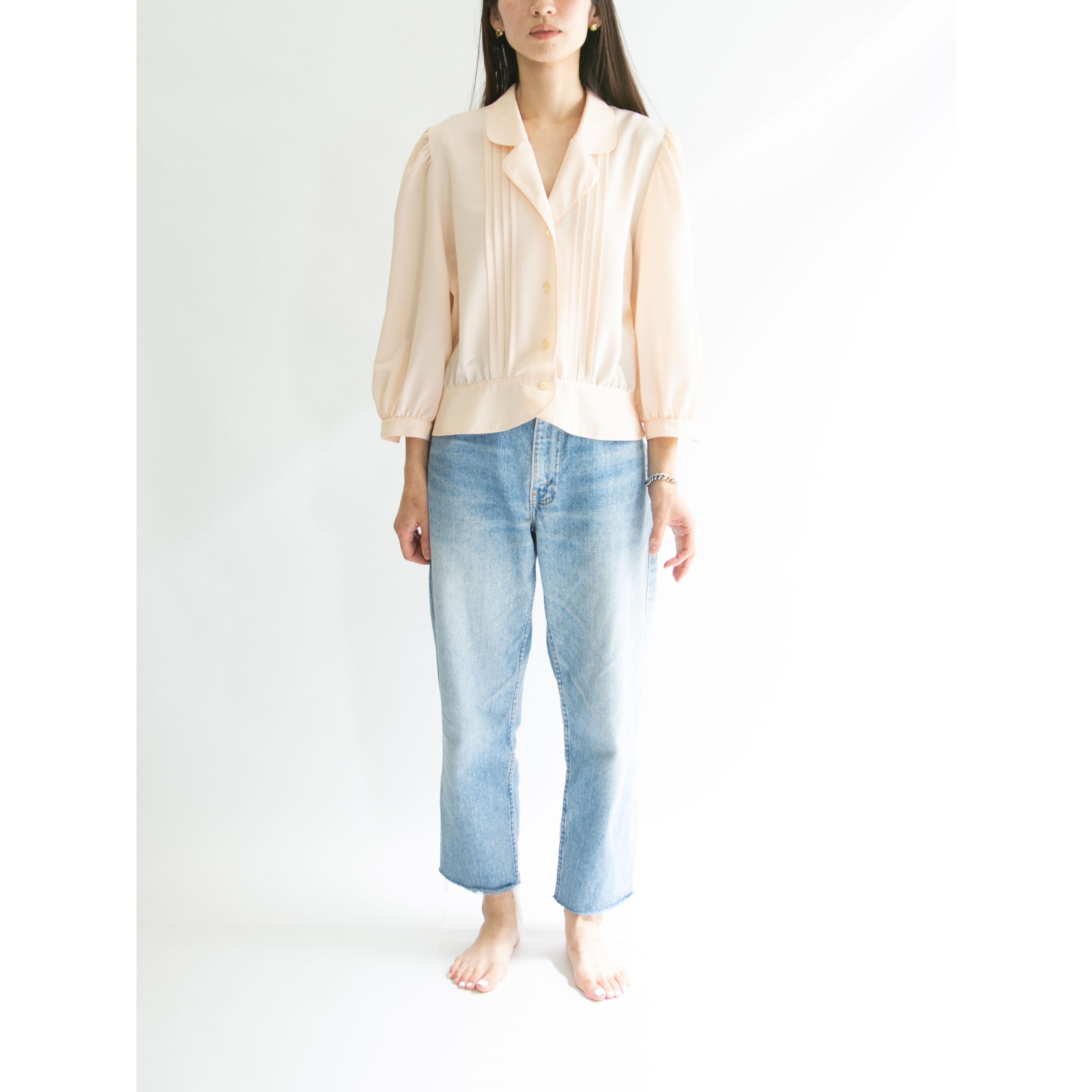 【sommermann】Made in Germany 100% polyester blouse(ドイツ製 ポリエステルブラウス シャツ )11d