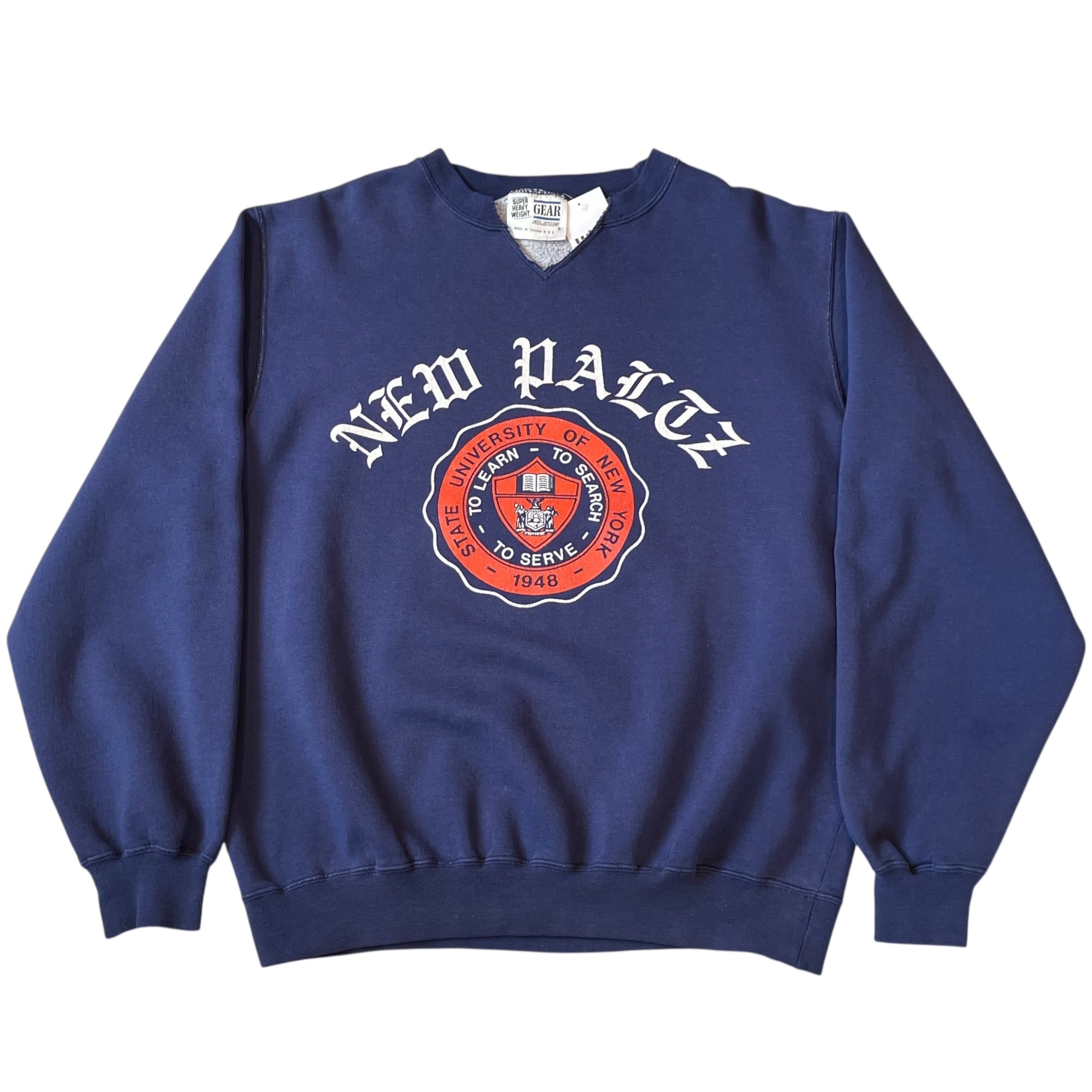 80~90s UNIVERSITY OF NEW YORK "NEW PALTZ" V-gazette cutoff sweat