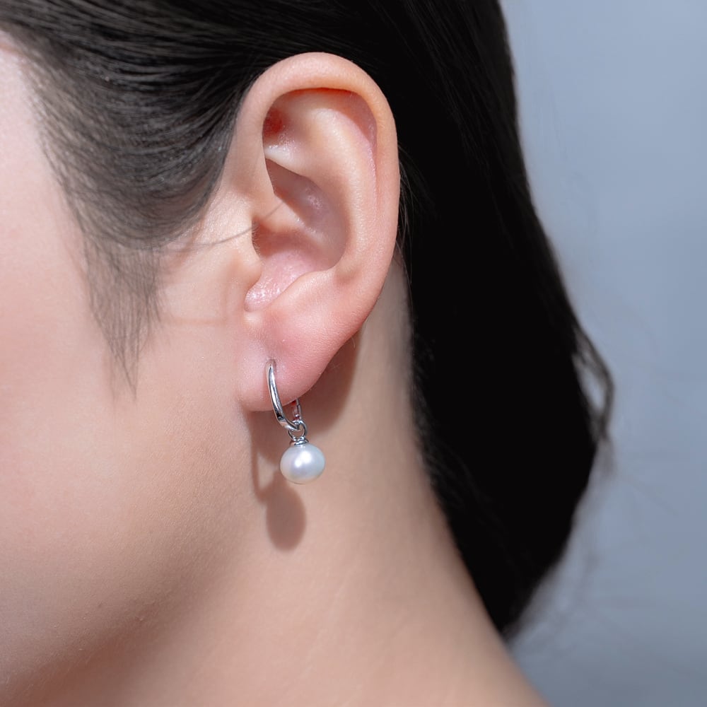 マルモ◆スイスブルートパーズ×淡水パール フープピアス マルモ様専用◇スイスブルートパーズ×淡水パール フープピアス