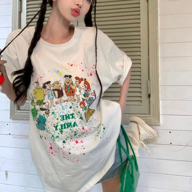 キャラ T レディース ビッグ Tシャツ 韓国 ファッション 半袖