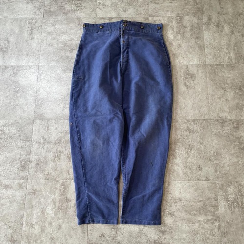 30-40s 針式シンチ メタルボタン フレンチワーク モールスキン W36