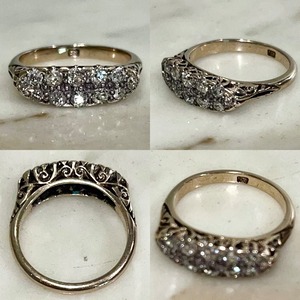antique 18ct gold 2row 12diamond ring