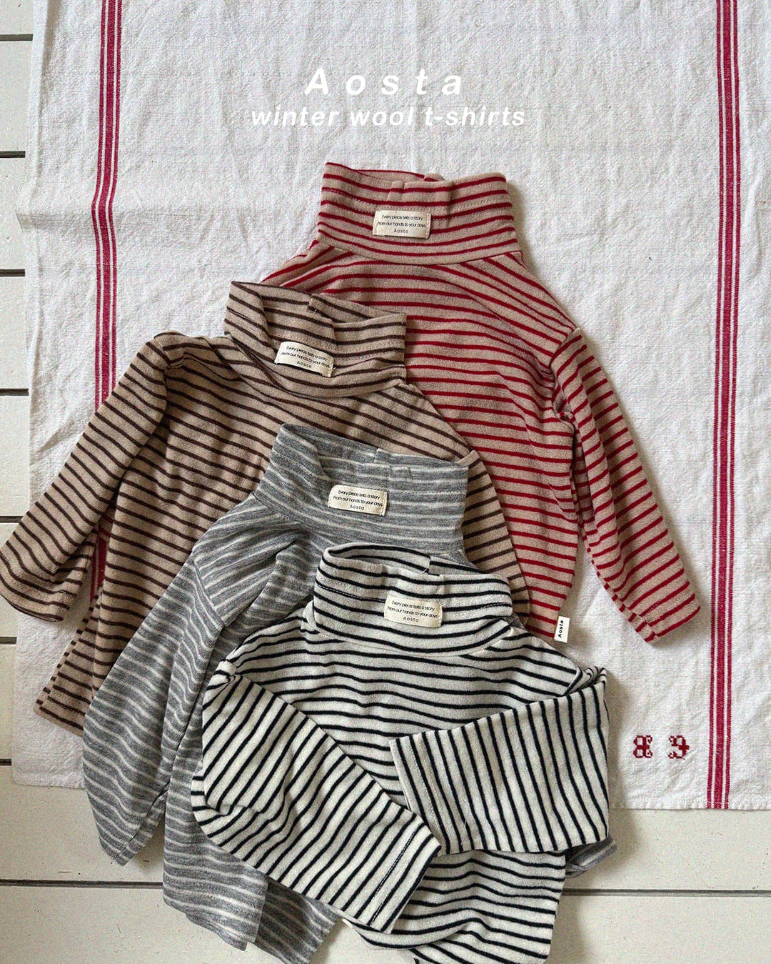 【予約】aosta ボーダーハイネックカットソー