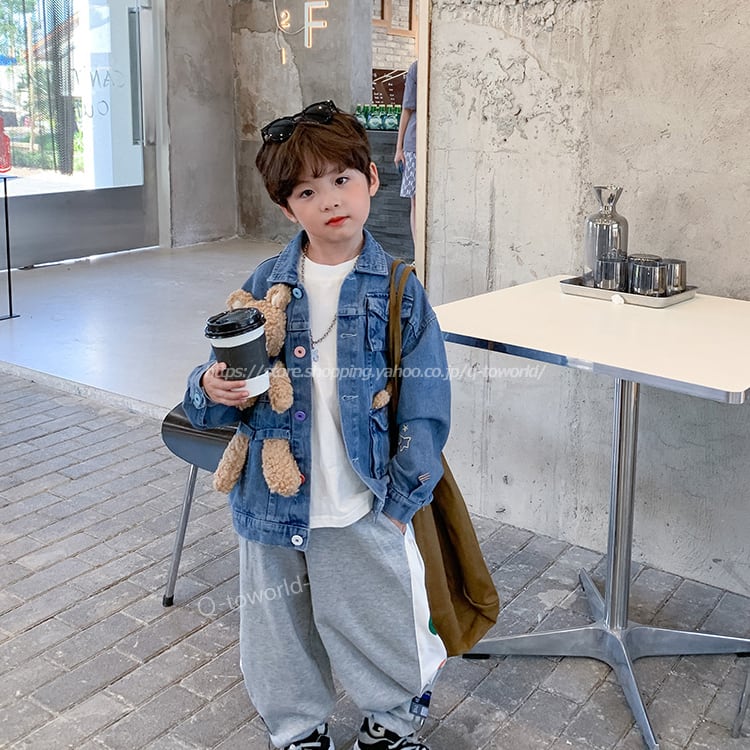 90 150 デニム ジャケット クマ ぬいぐるみ 男の子 子供服 女の子 親子装 人気 リンクコーデ ママサイズ有 Q Toworld キュートワールド 子供服