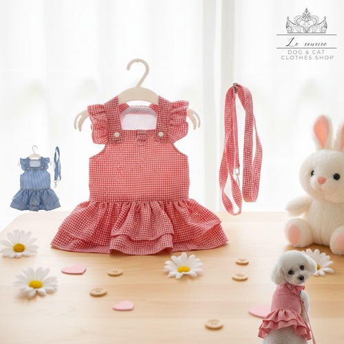 予約【№B05728】ギンガムチェック　Ｄカン付　ワンピ（2カラー）リードなし