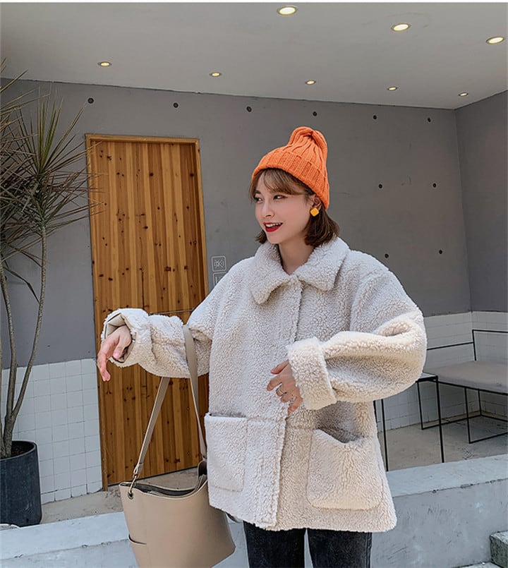 ムートンコート 冬 短いスタイル INSスタイル 怠惰な風 毛深い カジュアル カレッジ風 気質 コート