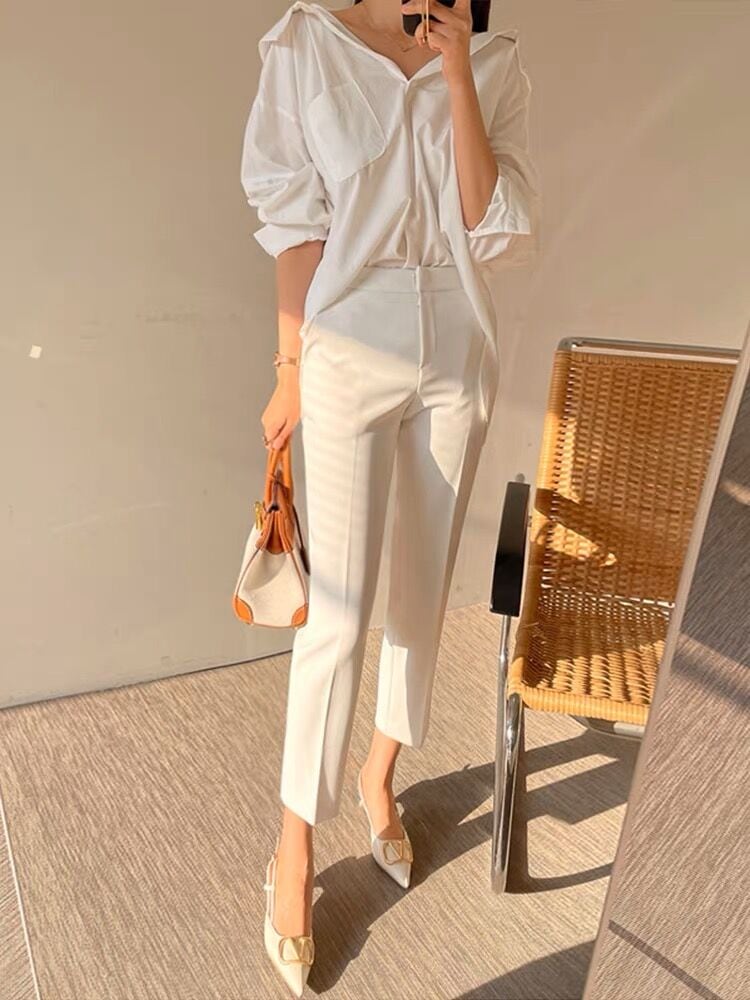 2typeホワイトテーパードパンツ