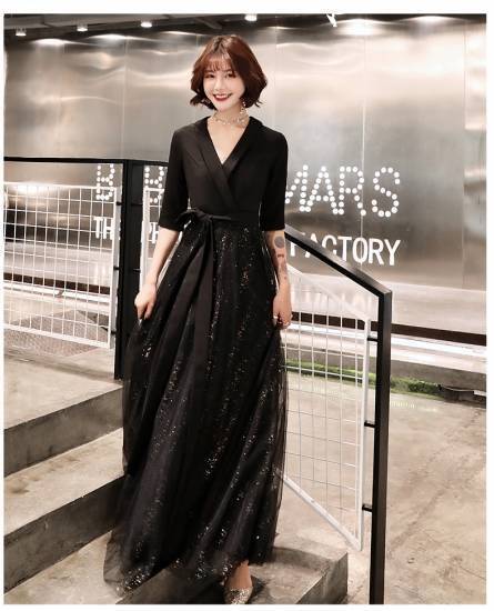 Dress Black パープル　スパンコール　ドレス　カラー　M-L 結婚式