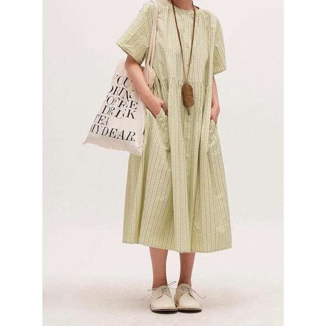 pistachio dobby stripe one-piece
