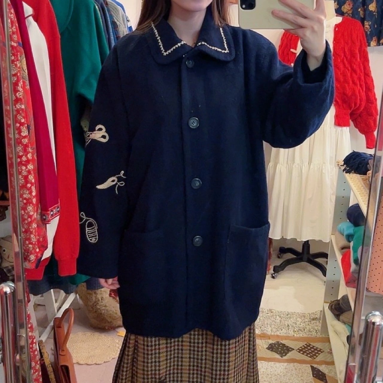 sewing kit embroidery navy coat