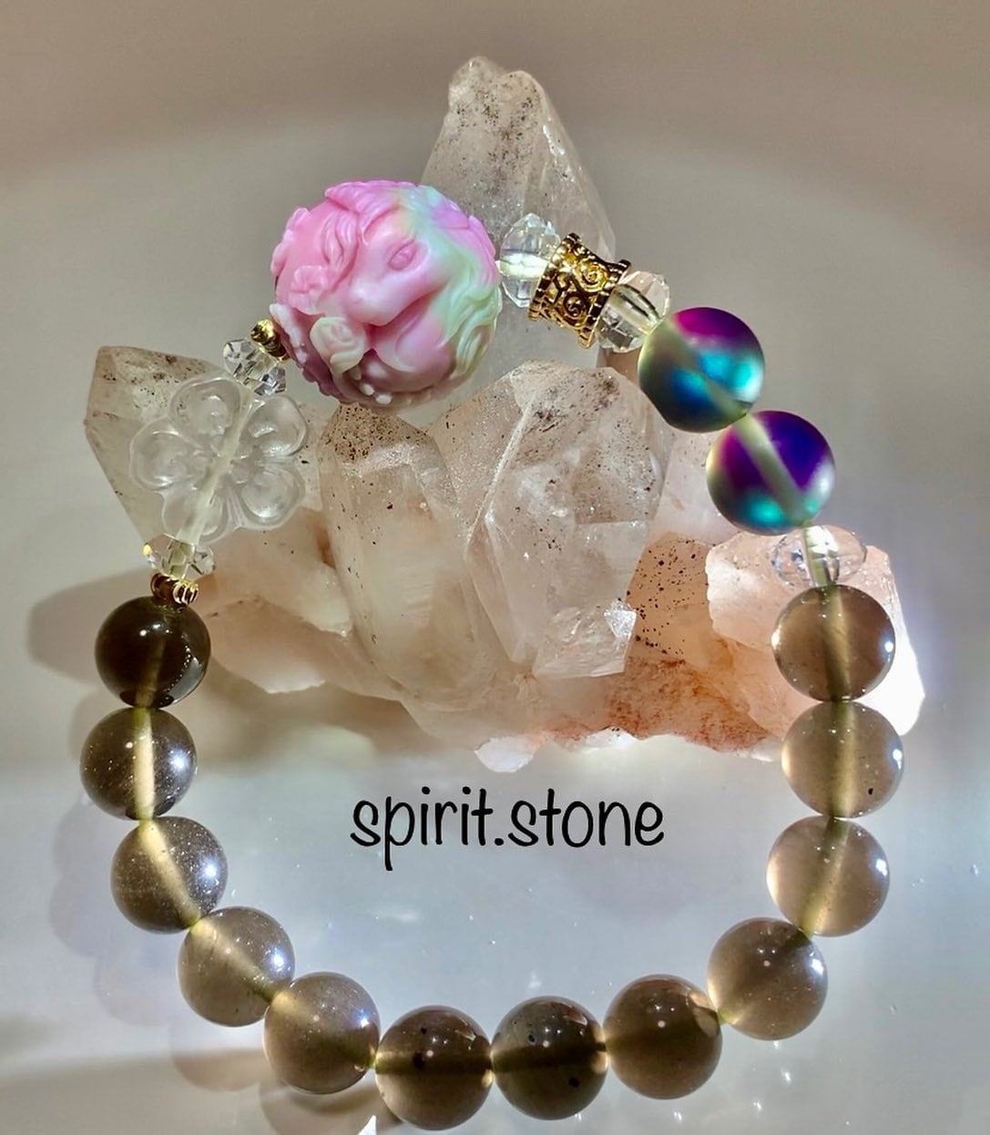 双心金剛杵天珠＆ピンクトルマリン＆グリーントルマリン　ブレスレット 双心金剛杵天珠＆ピンクトルマリン＆グリーントルマリン 【公式通販】