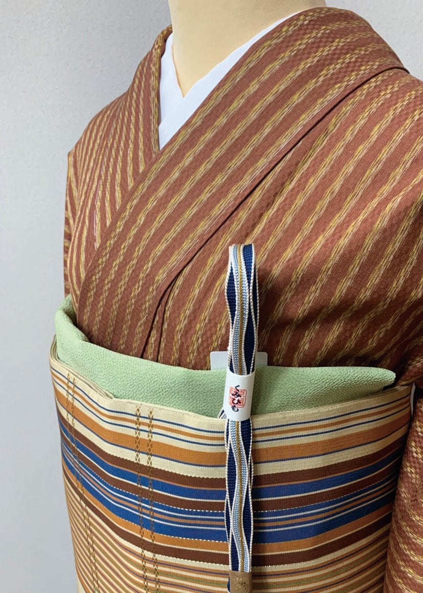 （袷）山下八百子作無形文化財黄八丈　LUKHOAB-025