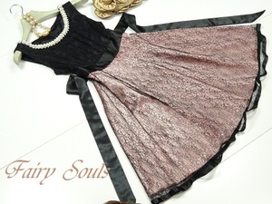 ★送料無料★9号(M)☆襟元ビジュー飾りのワンピ－ス(OPN4180)