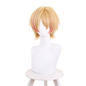 コスプレ耐熱ウィッグ ライトゴールド ピンクメッシュ ショート キャラクターウィッグ ★推しの子/星野アクア 等 ★即納品★