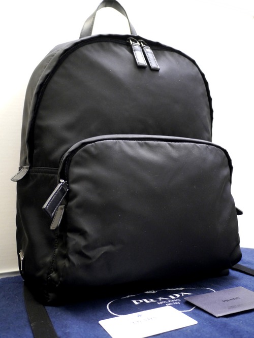 美品◆PRADA プラダ 2VZ066 大容量 テクニカル テスート ナイロン バックパック リュックサック 黒◆使い勝手の良さで大人気の定番モデル♪