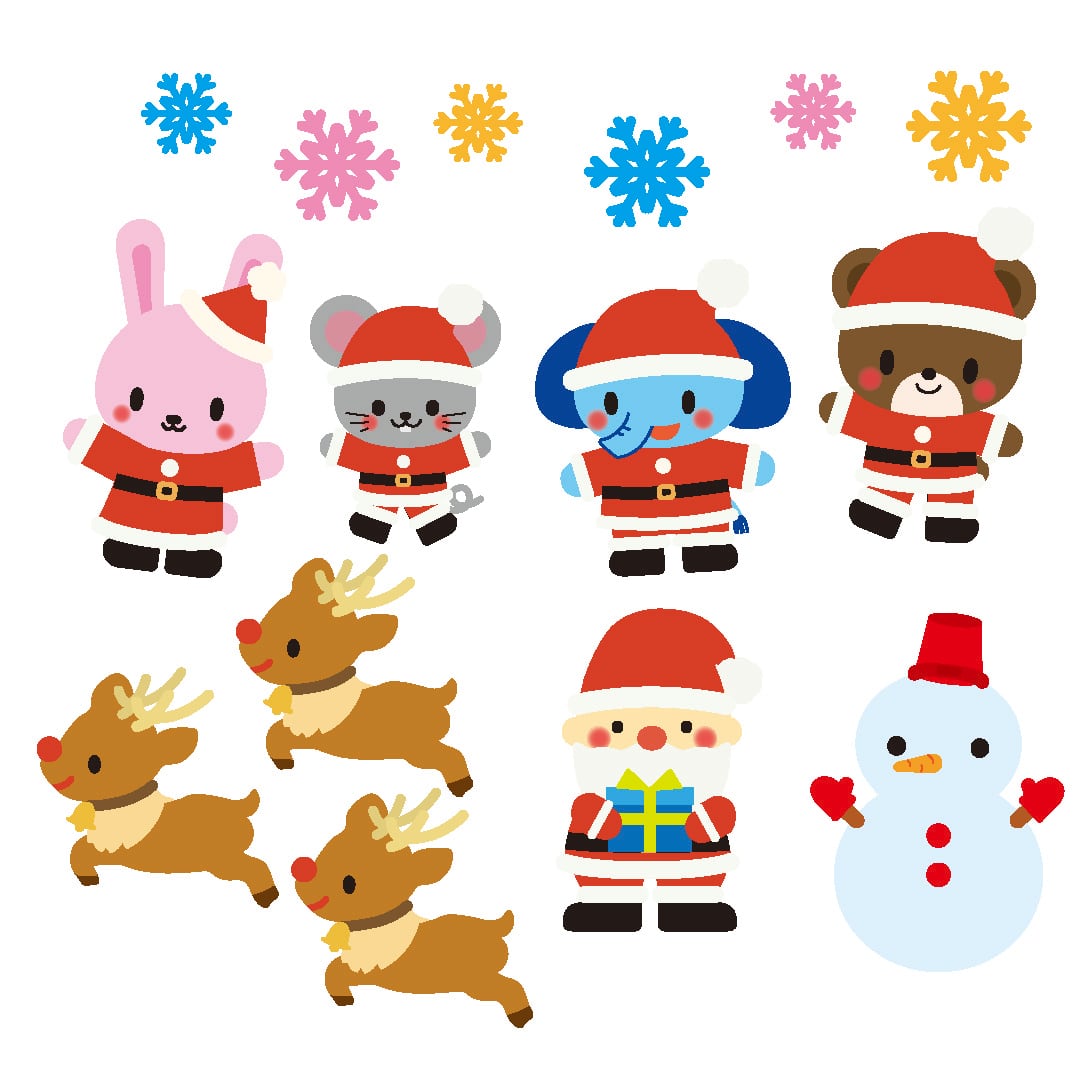 動物サンタ＆トナカイ壁面】12月 保育 幼稚園 壁面製作イラスト