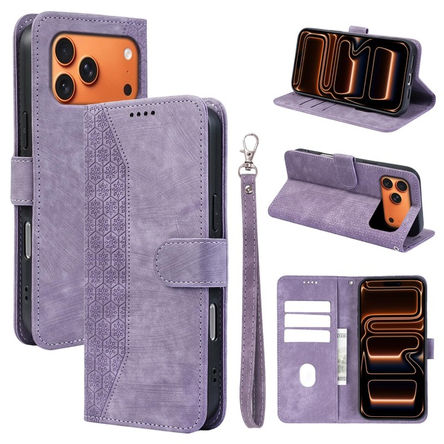 iPhone 18 Pro / 17 Pro 用の ケース 手帳型 レザー カード スマホケース 耐衝撃 case ダークパープル