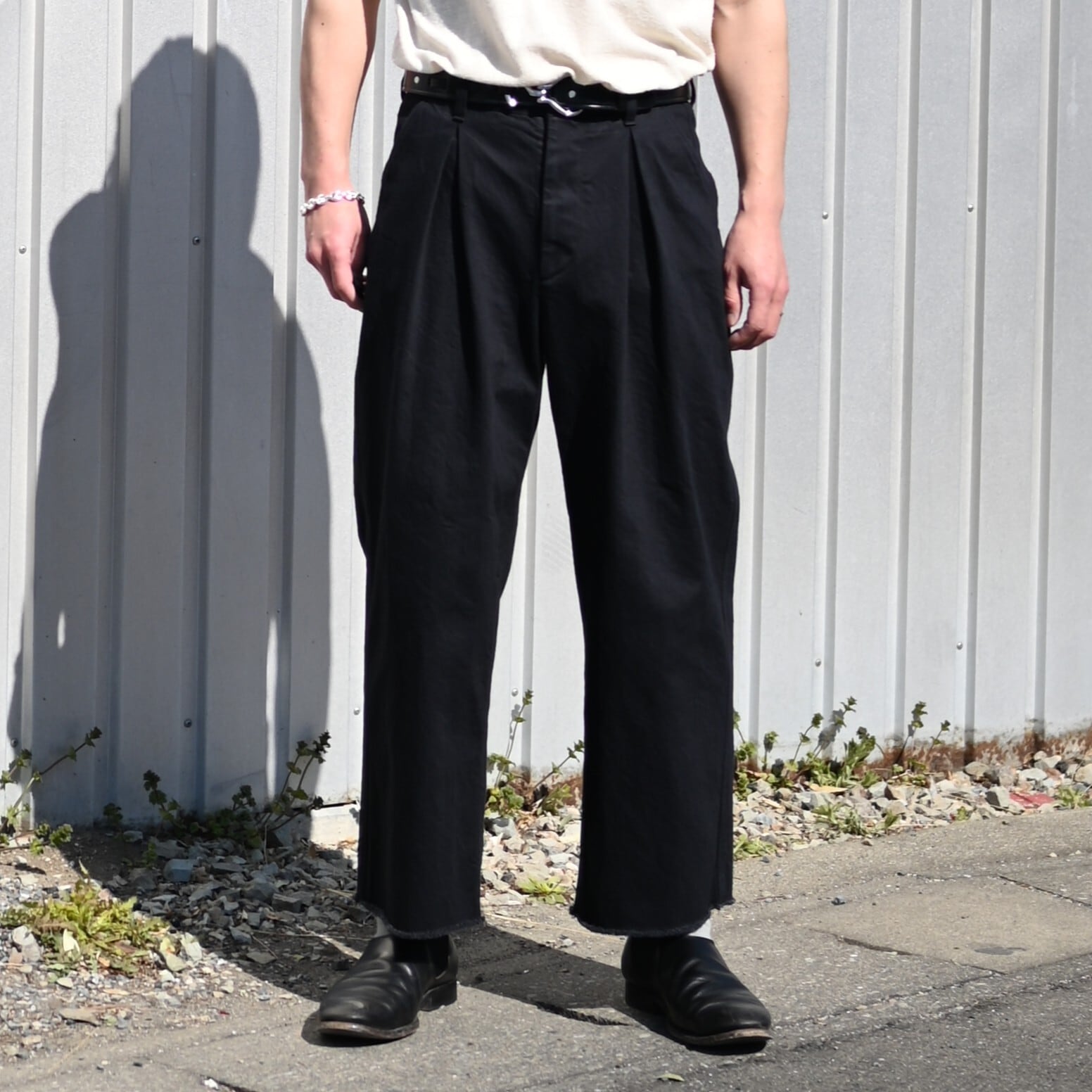 SAYATOMO / 2-Tack Cutoff Wide Denim Pants | GANKO