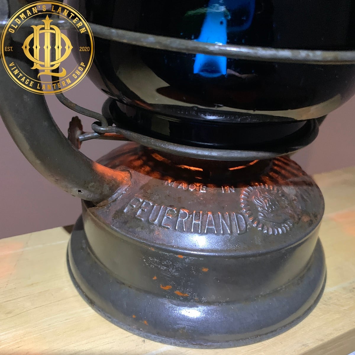 1920's】feuerhand Nr.323 純正 black blue glass | Oldman's lantern