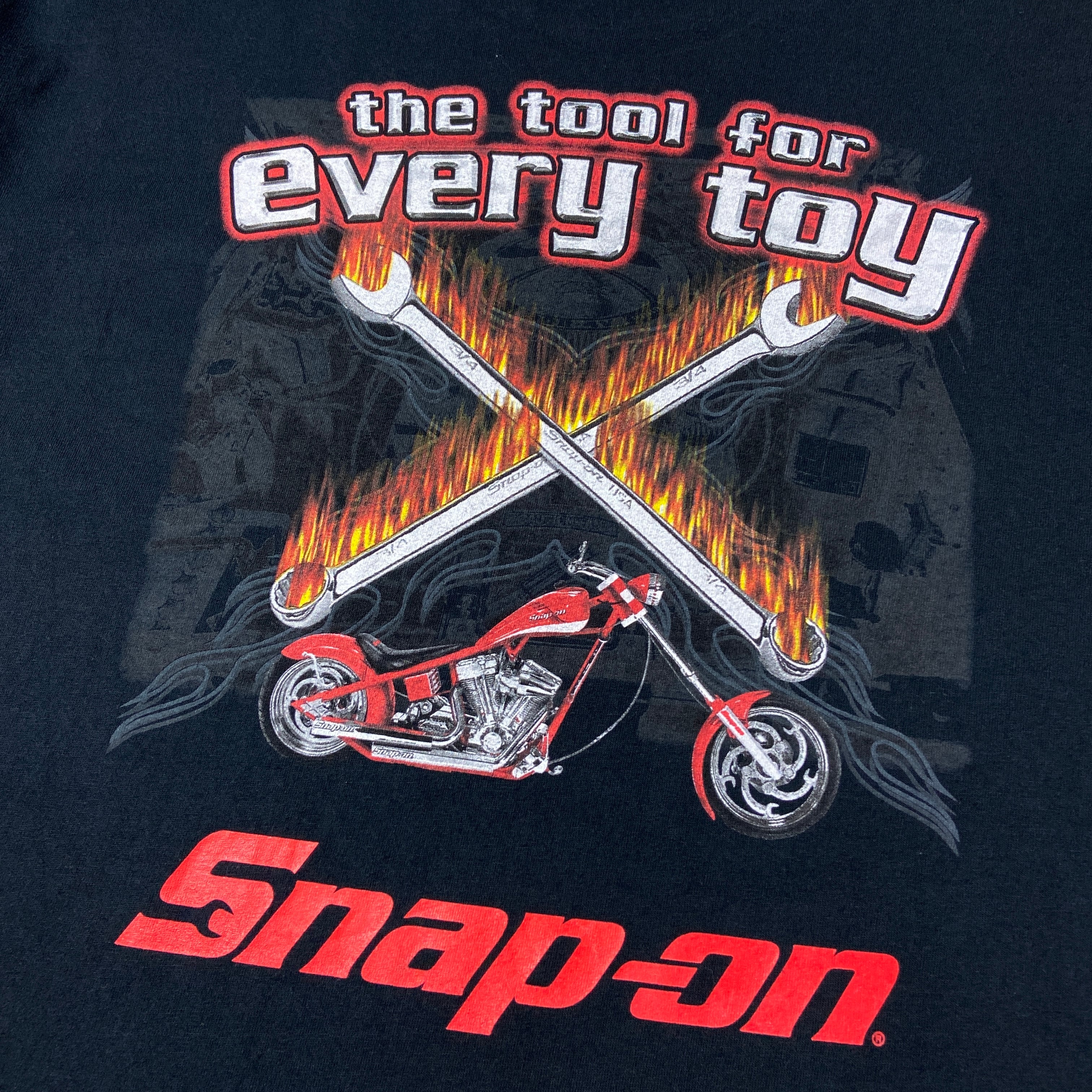 snap-on スナップオン 企業ロゴ バイク バックプリントTシャツ メンズ 