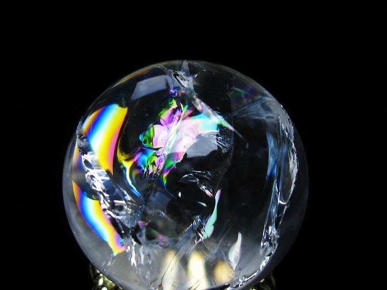 アイリスクォーツ 水晶 丸玉 虹入り 28mm 水晶玉 置物 スフィア 141
