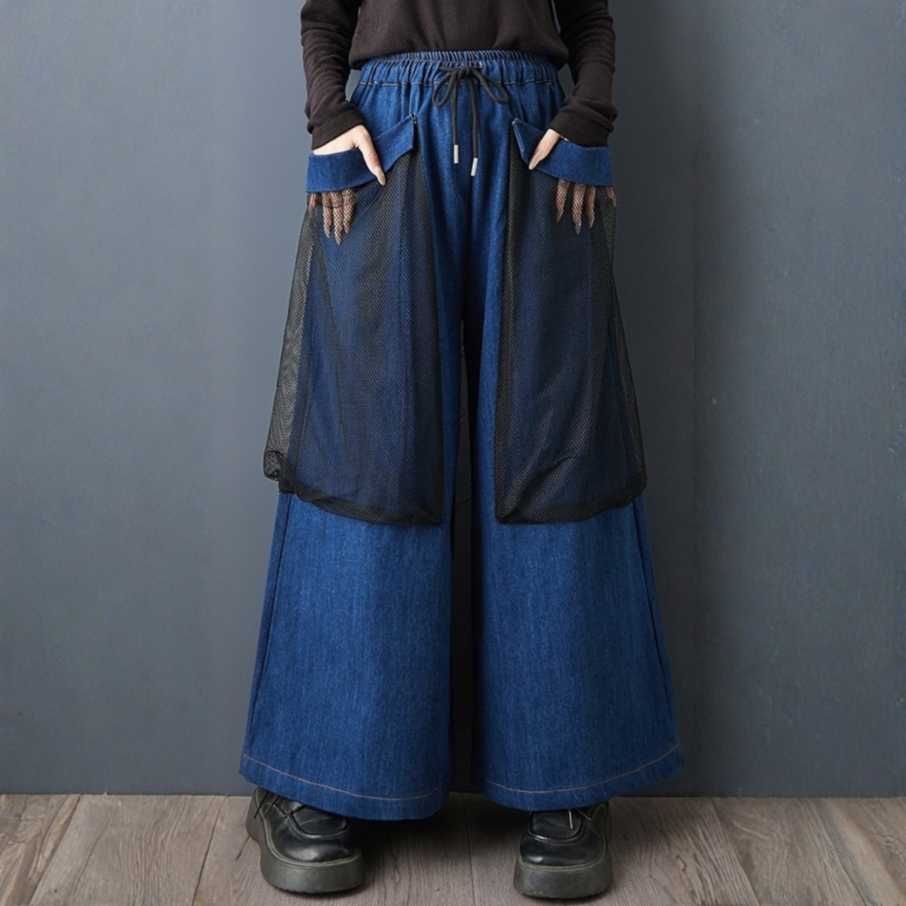 メッシュ レイヤード ワイドパンツ 00301