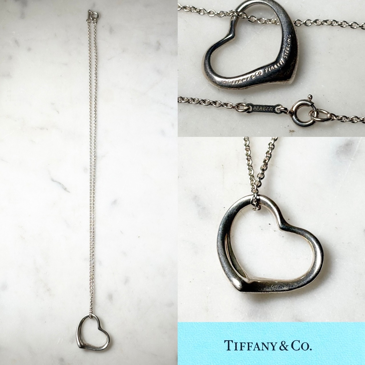 vintage TIFFANY silver “Open Heart” pendant necklace