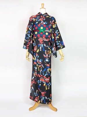 【M・L寸即納品あり】セオアルファ浴衣「くまタン」ブラック