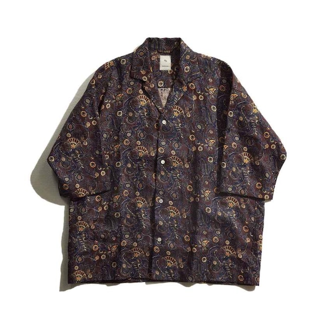 BATIC LINEN H/S SH / バティックリネンH/Sシャツ(BROWN)