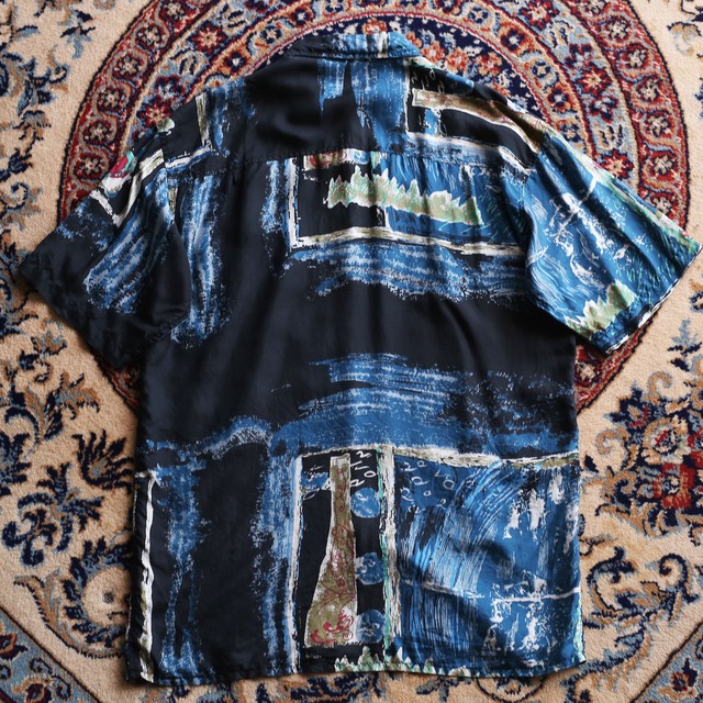 art painting graphic h/s silk shirt