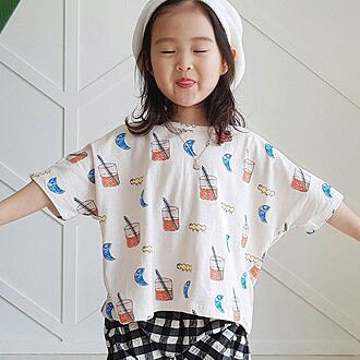 韓国子供服 春新商品 ジュースｔシャツ お揃いコーデ ９０ｃｍ １００ｃｍ １１０ｃｍ １２０ｃｍ １３０ｃｍ ahouse