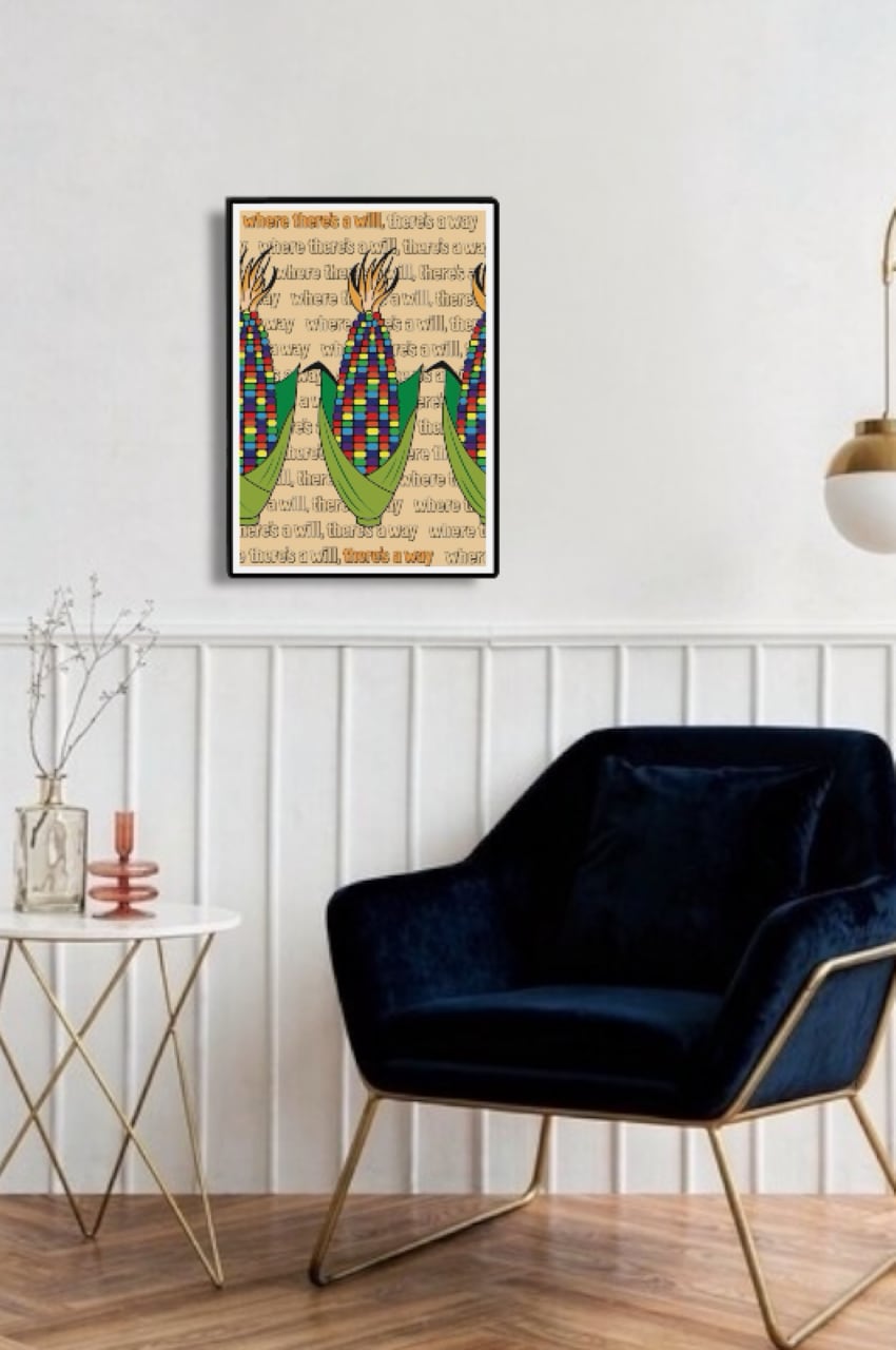 DHD(M)010【フレーム付きインテリアポスターA3　とうもろこしⅠ】