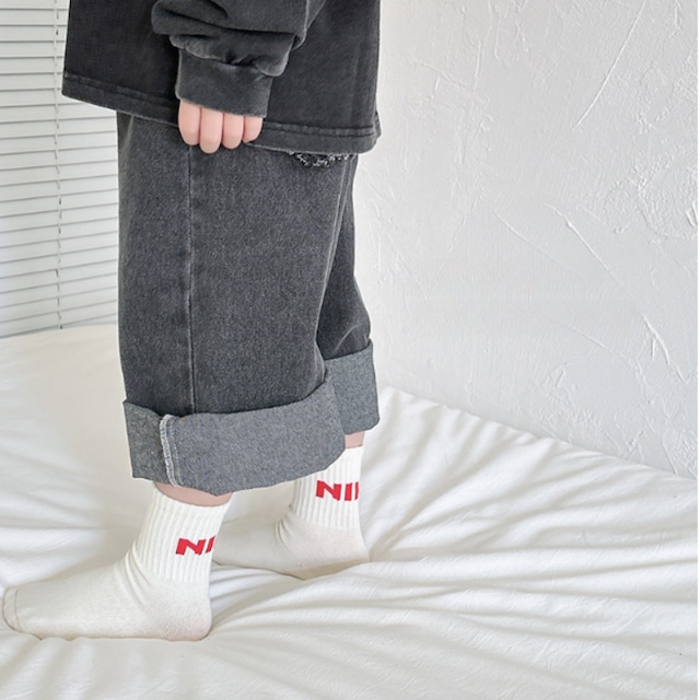 【即納】メッセージ韓国風ソックス 3足セット