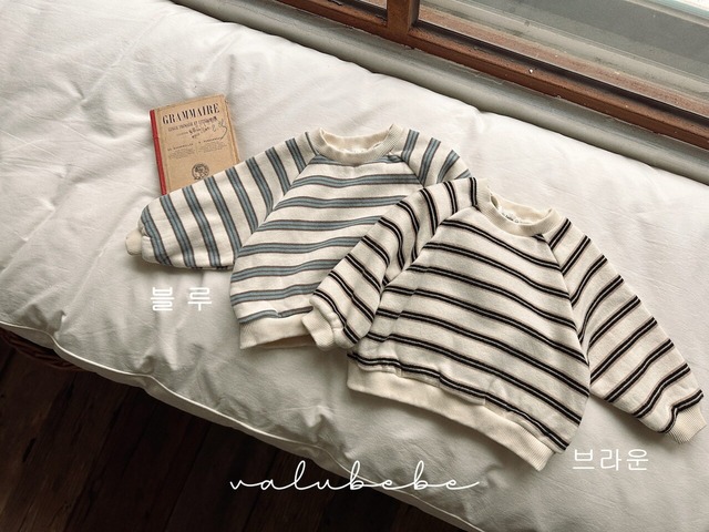 [予約][送料無料]《valubebe》Multi-stripe fleece-lined sweatshirt (baby) 48
