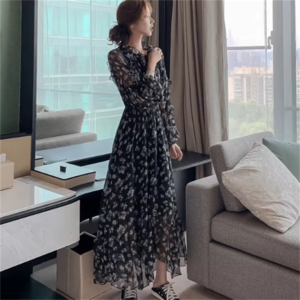 【送料無料】 ワンピース ロングワンピ マキシワンピ ロング マキシ 袖あり 長袖 Aライン フレア アシンメトリー 透け感 シースルー 薄手生地 可愛い 大人可愛い きれいめ シンプル カジュアル コンサバ 華やか 大人 上品 おしゃれ お洒落 こなれ感 フェミニン ラフ 花柄 小花柄 春 20代 30代 40代 レディース 女性 デート お出かけ 女子会 お呼ばれ 休日 お茶会 授業参観 着回し 普段使い オルチャン 韓国系 ファッション 楽ちん 体型カバー プチプラ 着痩せ インスタ映え