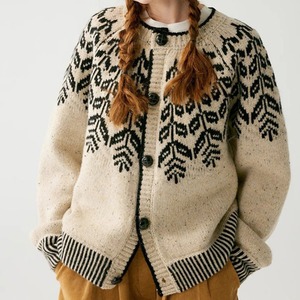ノルディック柄ニットカーディガン   F0015