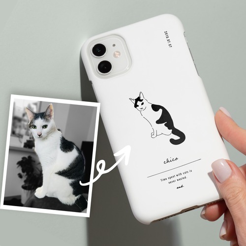 オリジナル猫イラストiPhoneケース（ホワイト）