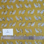 ブロックプリント生地【50cm単位】インド綿  Bird柄 イエロー #53310-YL1