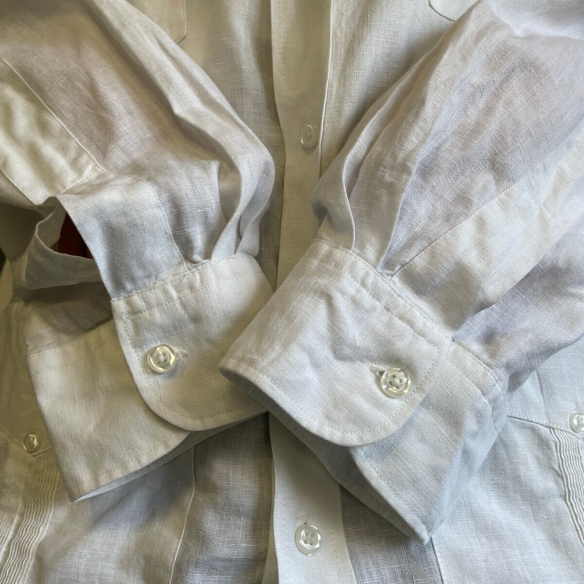 古着 ビンテージ 80s 90s XL リネン 長袖 シャツ ホワイト 白 古着 ビンテージ 80s 90s XL リネン 長袖 シャツ ホワイト 白
