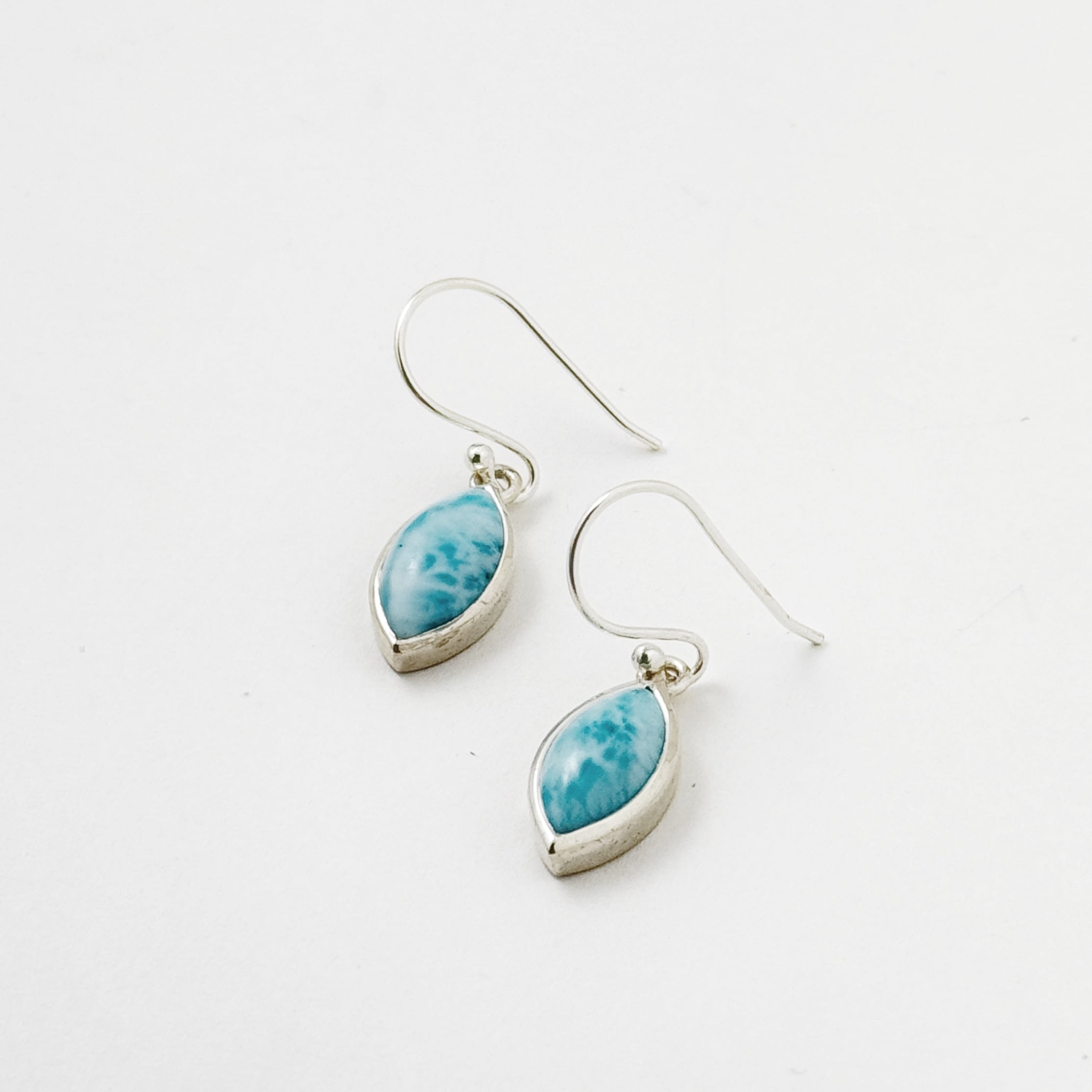 【ラスト1!】ラリマー マーキス型 フック ピアス