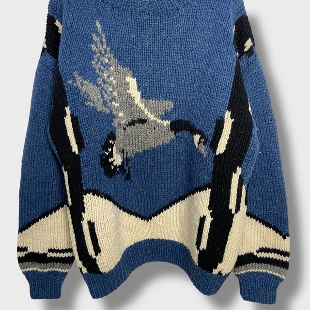 80s Woolrich ウールリッチ ウールニット アニマル 鴨 L相当